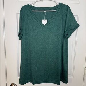 Women's Green V-Neck Top